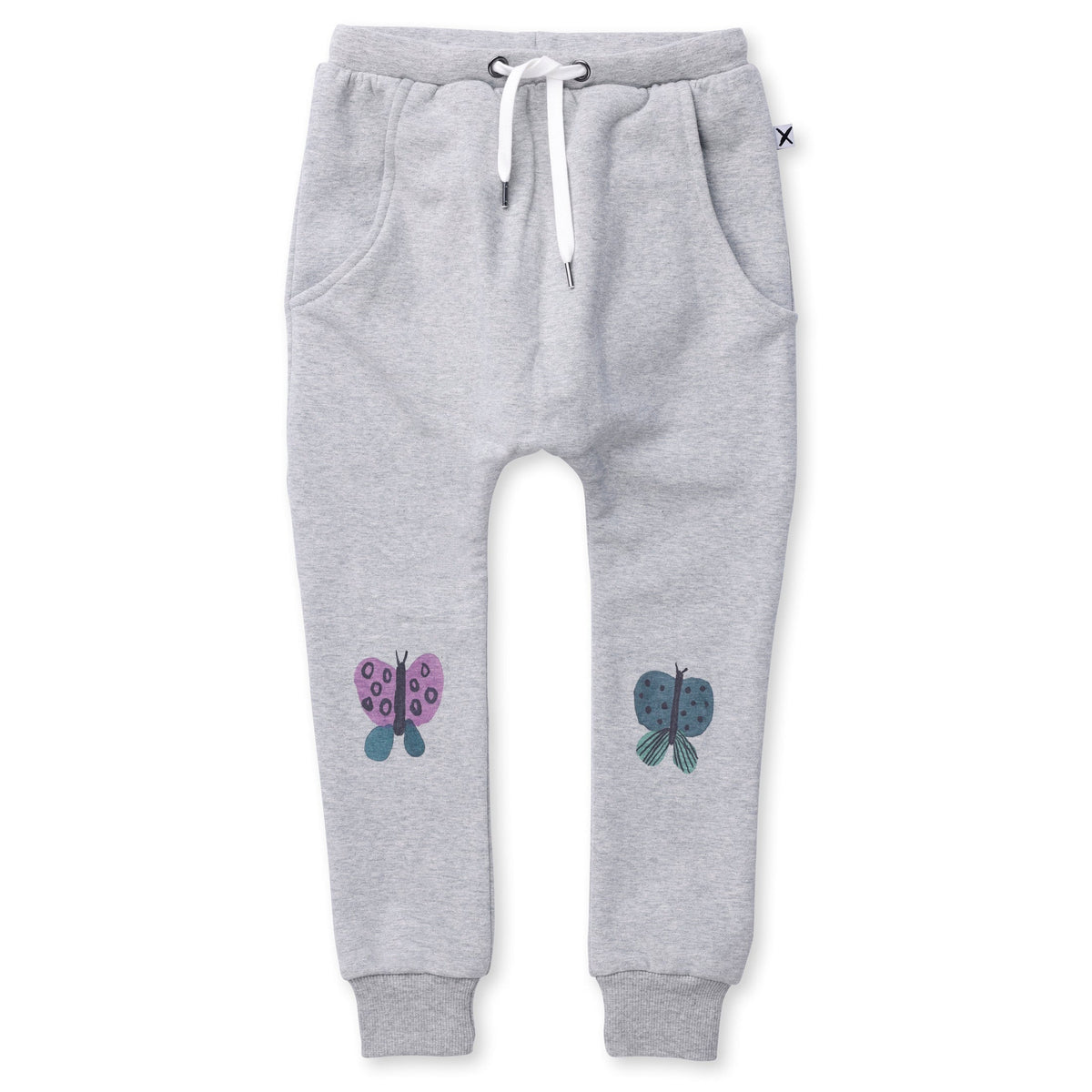 Butterfly Knee Furry Trackies - Grey Marle