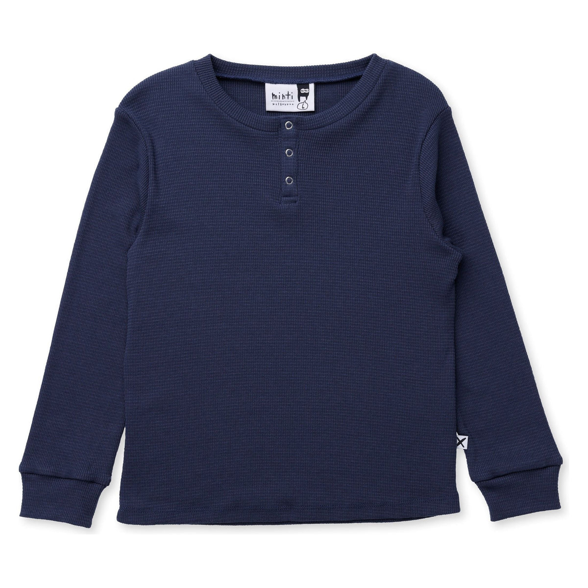 Waffle Henley Tee - Navy