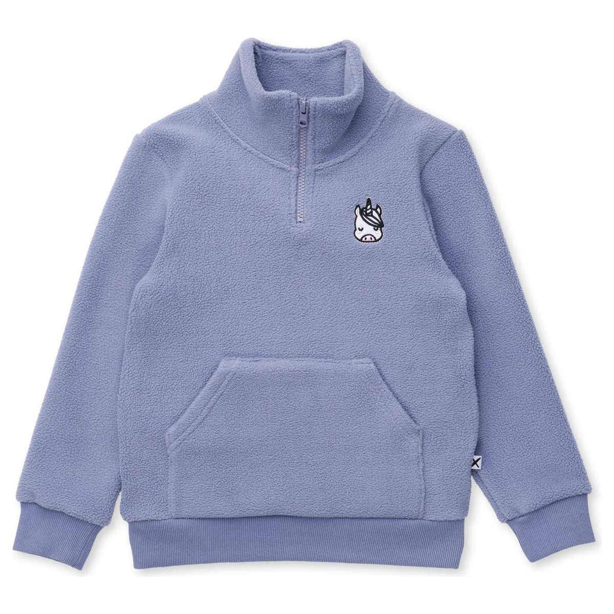 Teddy Half Zip Crew - Cornflower