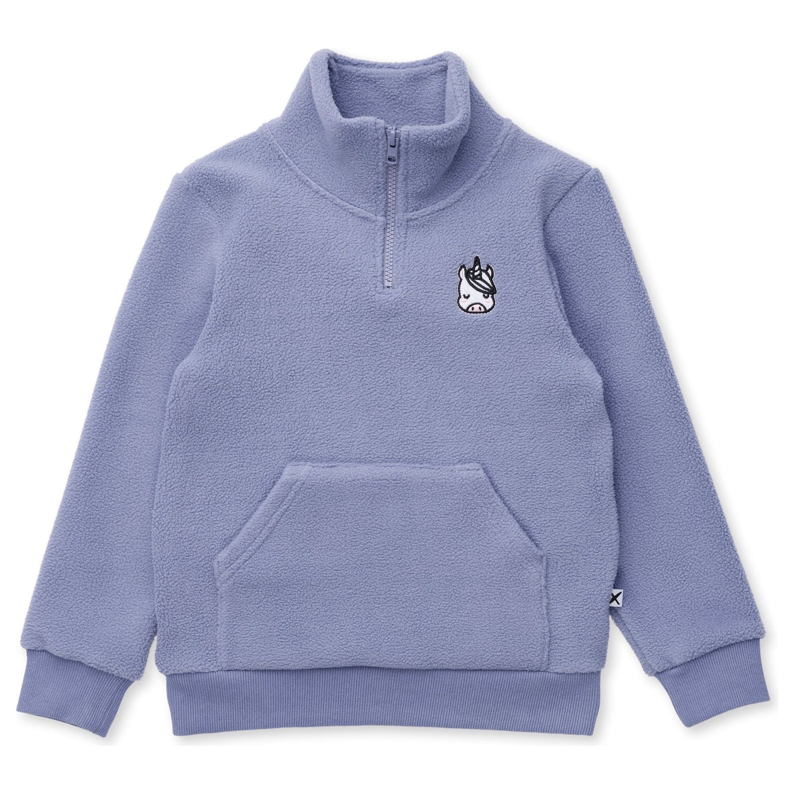 Teddy Half Zip Crew - Cornflower