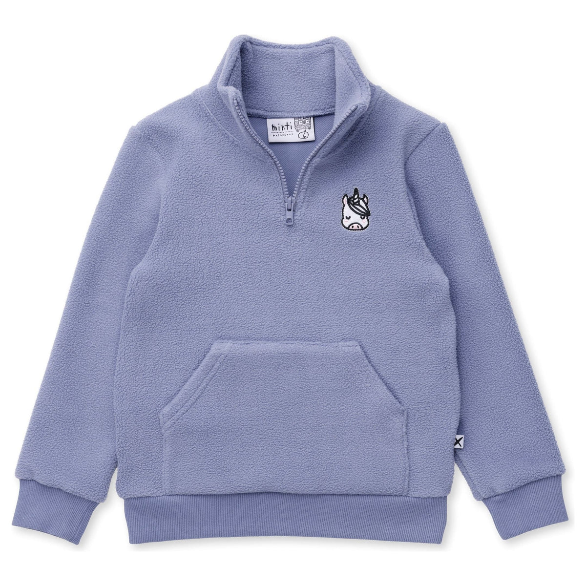 Teddy Half Zip Crew - Cornflower