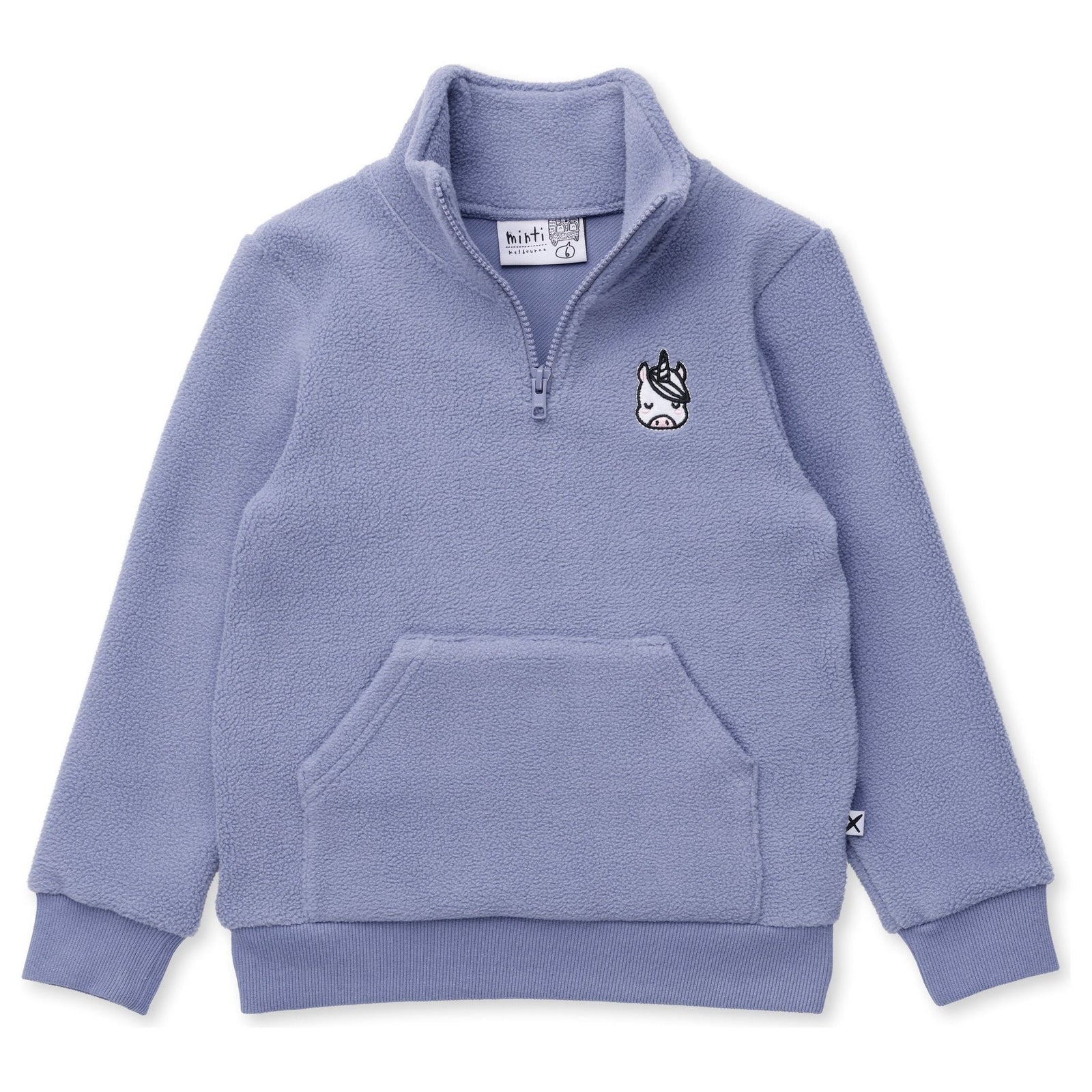 Teddy Half Zip Crew - Cornflower