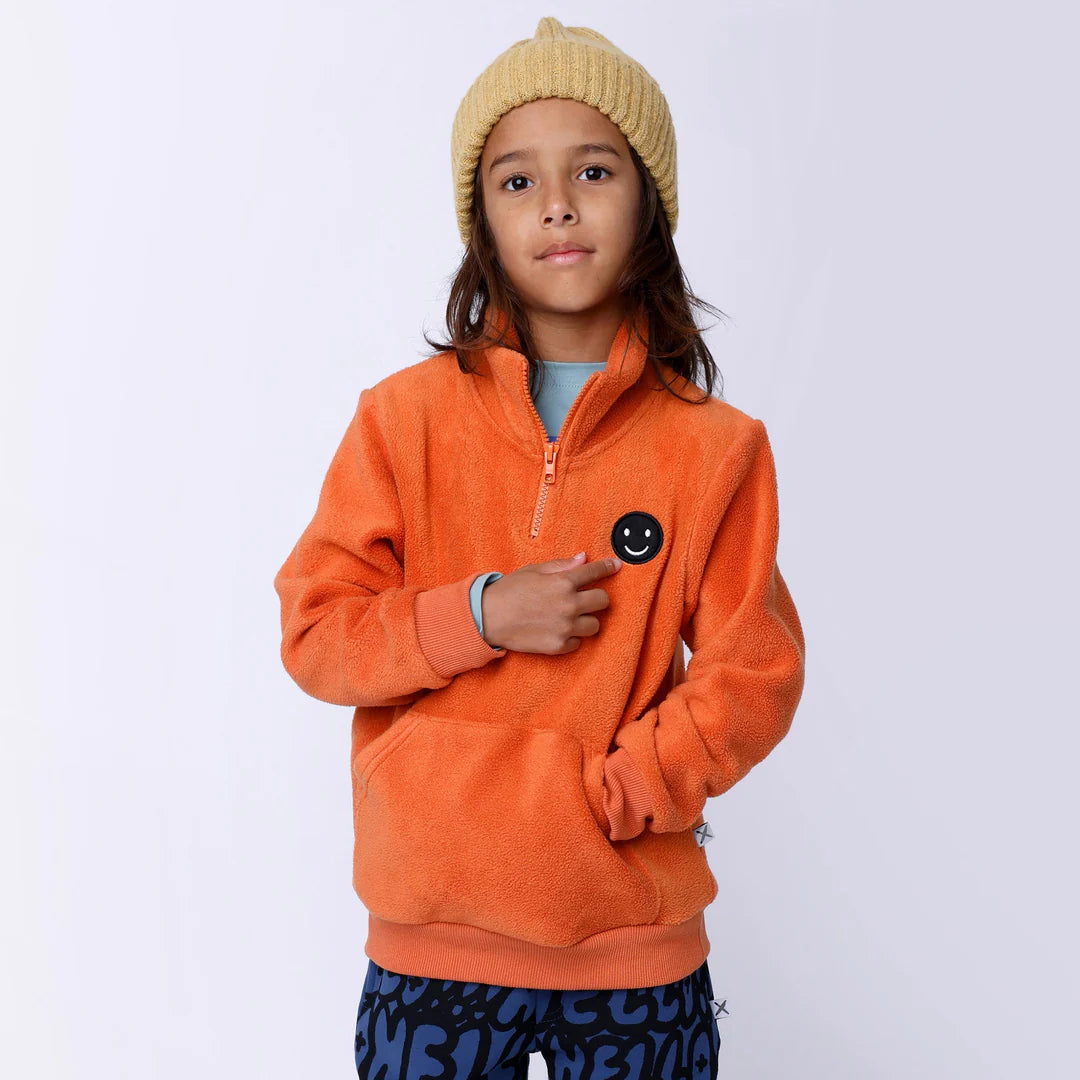 Teddy Half Zip Crew - Orange