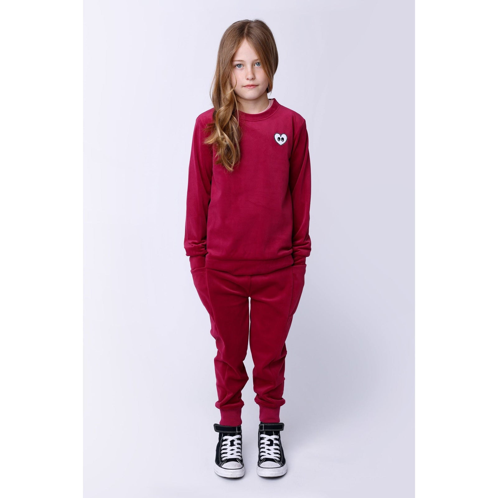 Luxe Velvet Crew - Crimson