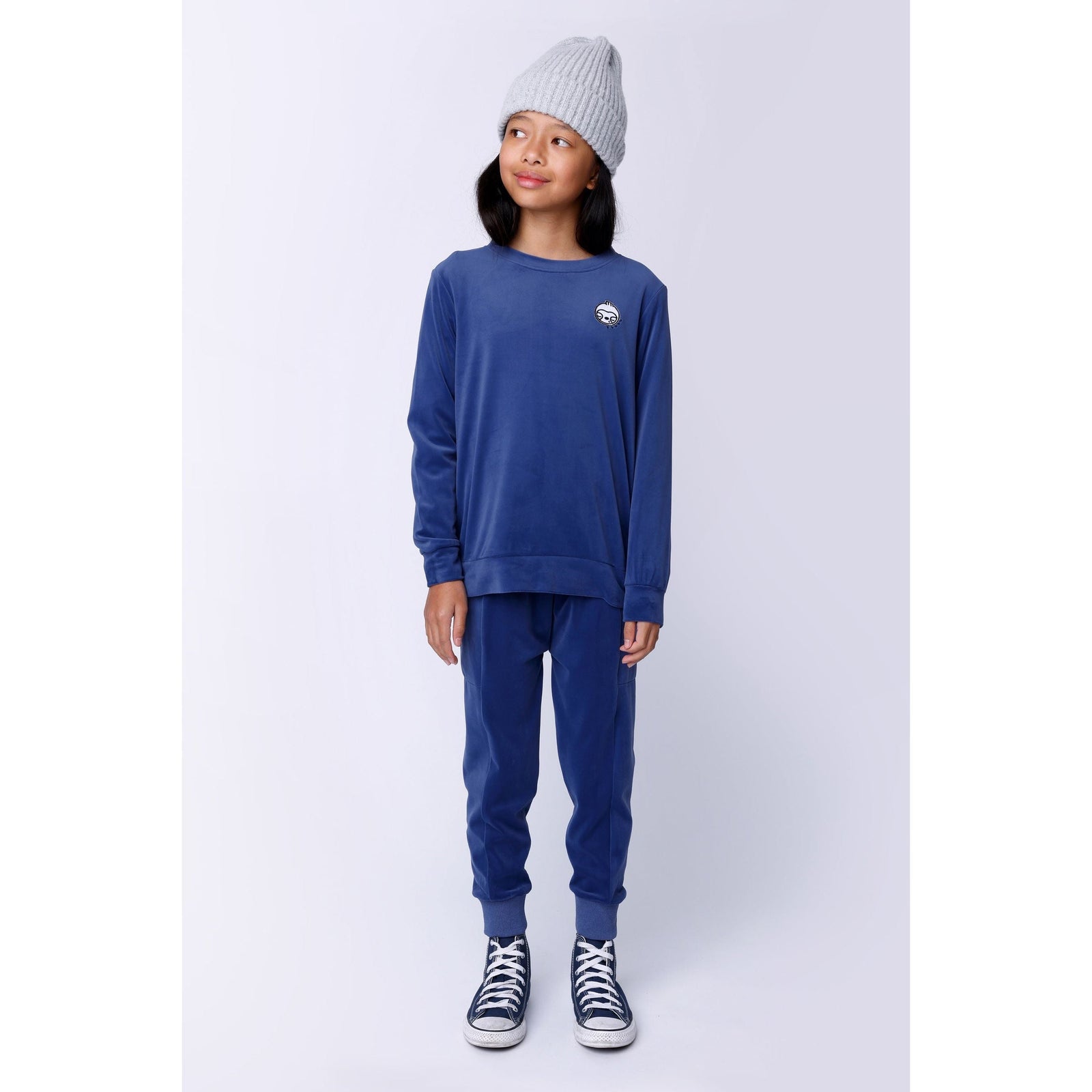Luxe Velvet Crew - Navy
