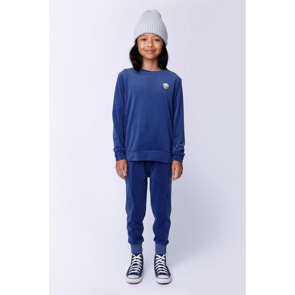 Luxe Velvet Crew - Navy