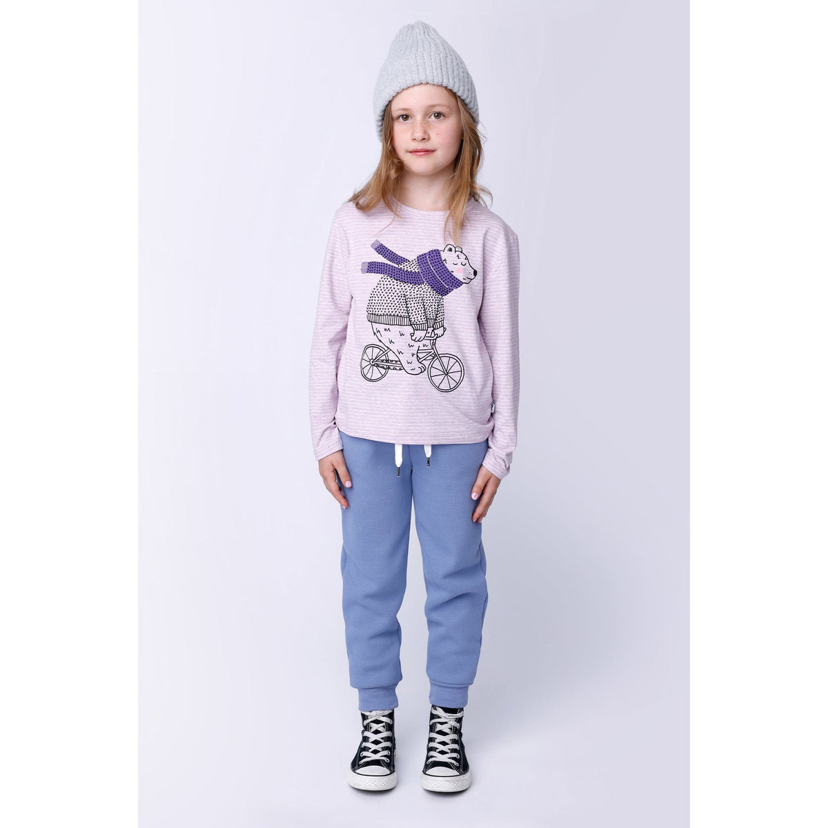 Furry Waffle Trackies - Cornflower