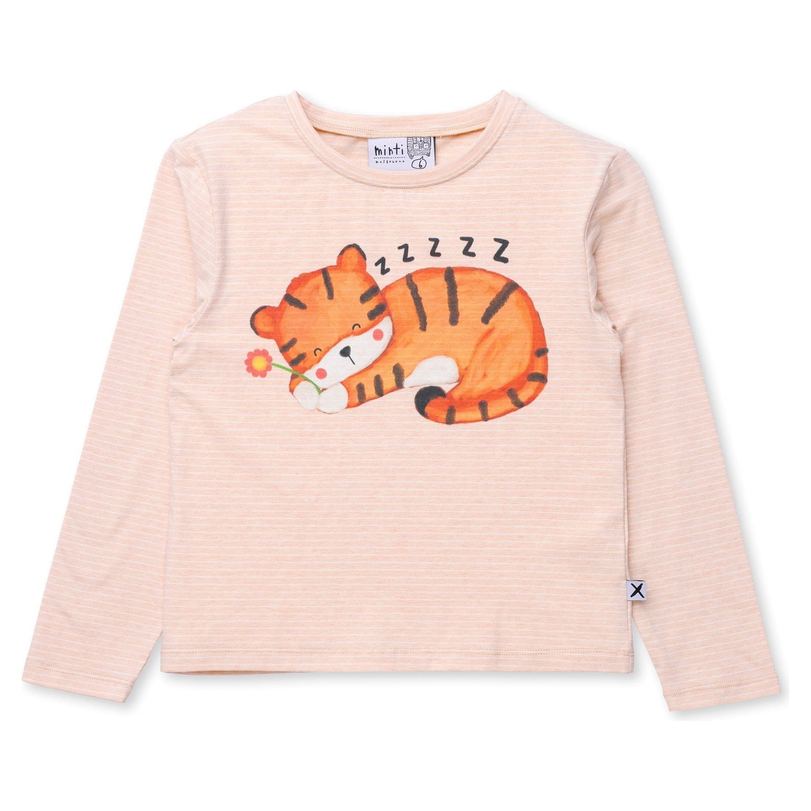 Sleepy Tiger Tee - Cream Stripe