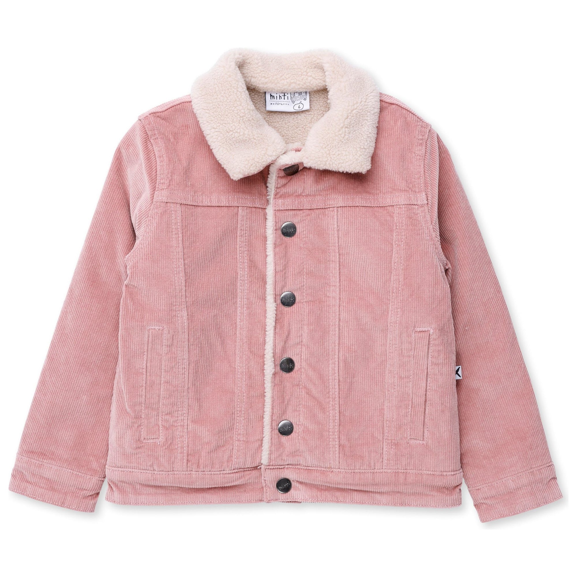 Teddy Lined Cord Bomber - Muted Pink