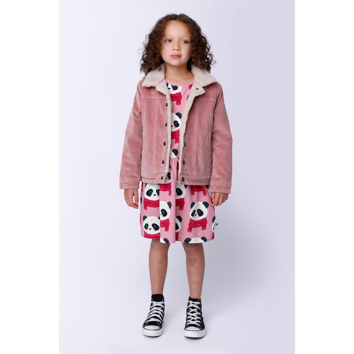 Teddy Lined Cord Bomber - Muted Pink