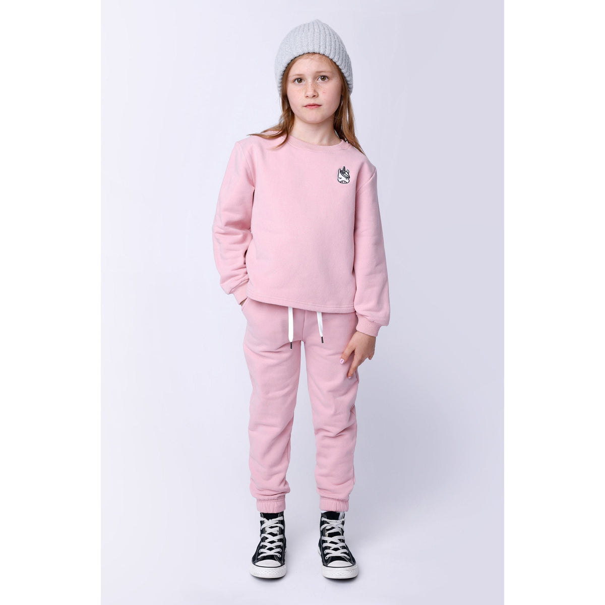 Furry Gathered Cuff Trackies - Muted Pink