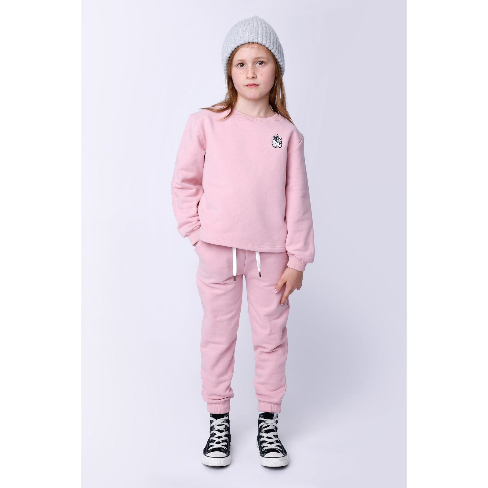 Furry Gathered Cuff Trackies - Muted Pink