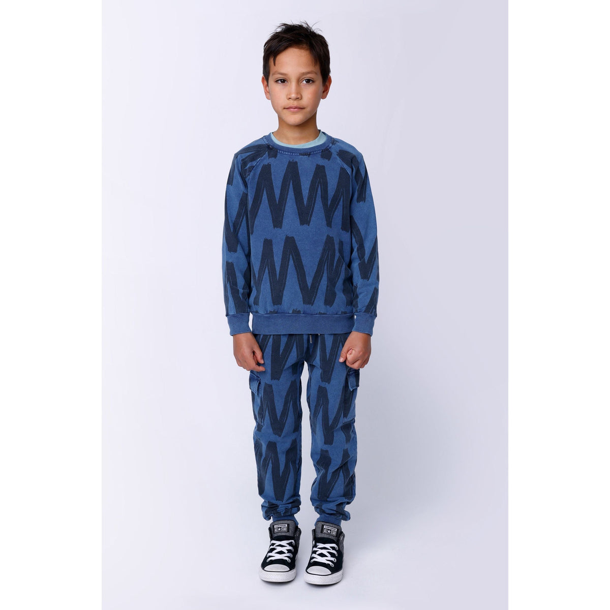 Zig Zag Cargo Trackies - Midnight Wash