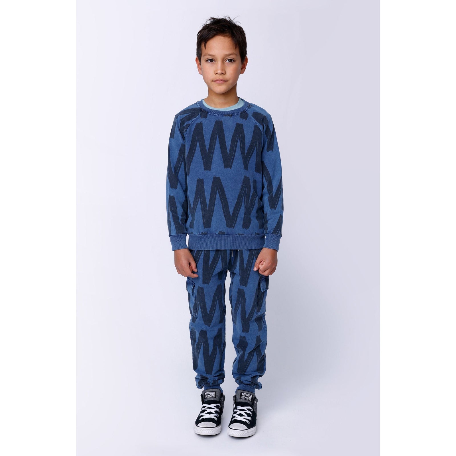Zig Zag Cargo Trackies - Midnight Wash