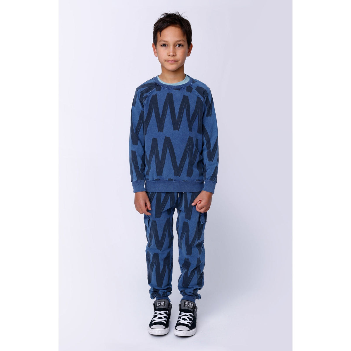 Zig Zag Cargo Trackies - Midnight Wash