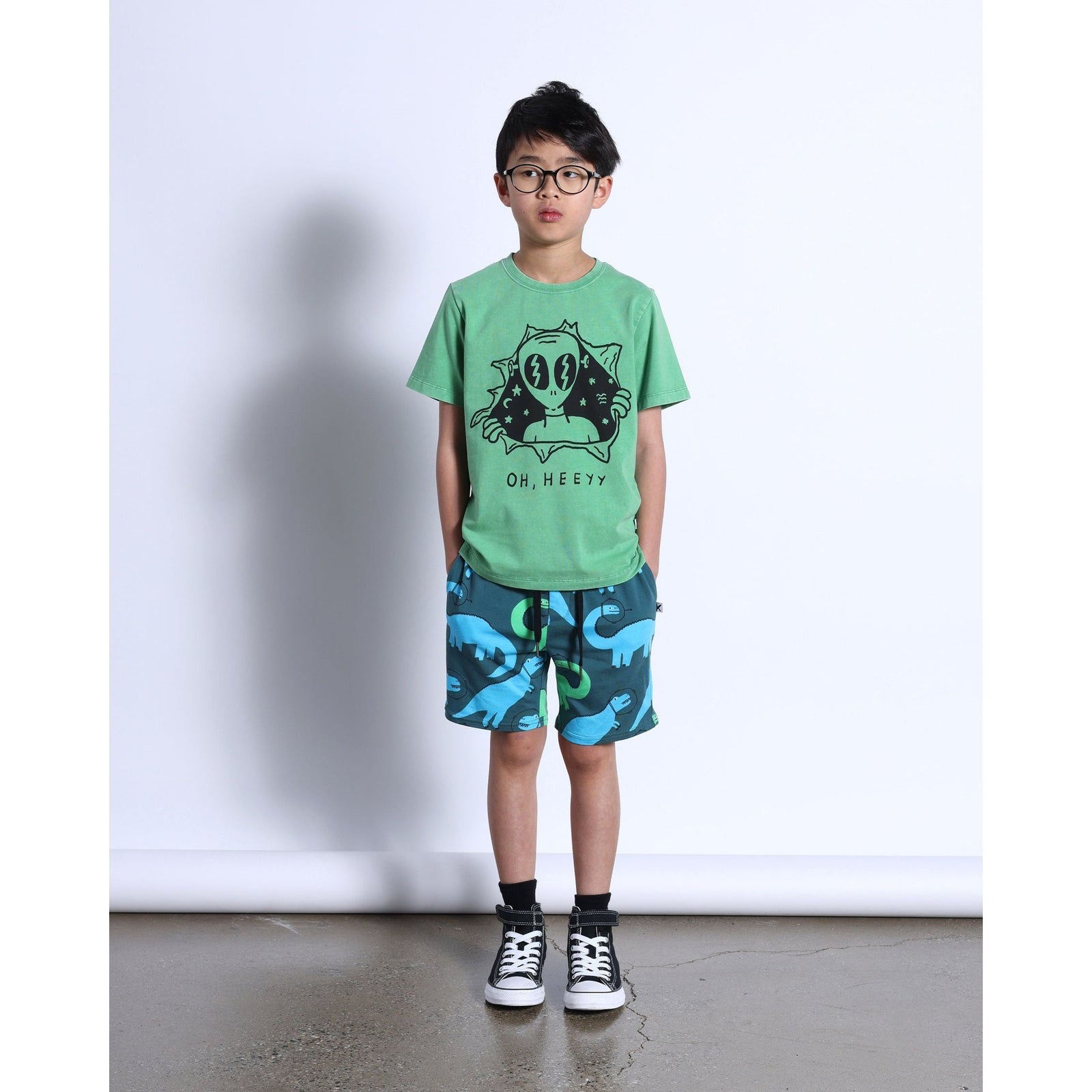 Space Dinos Short- Dark Green