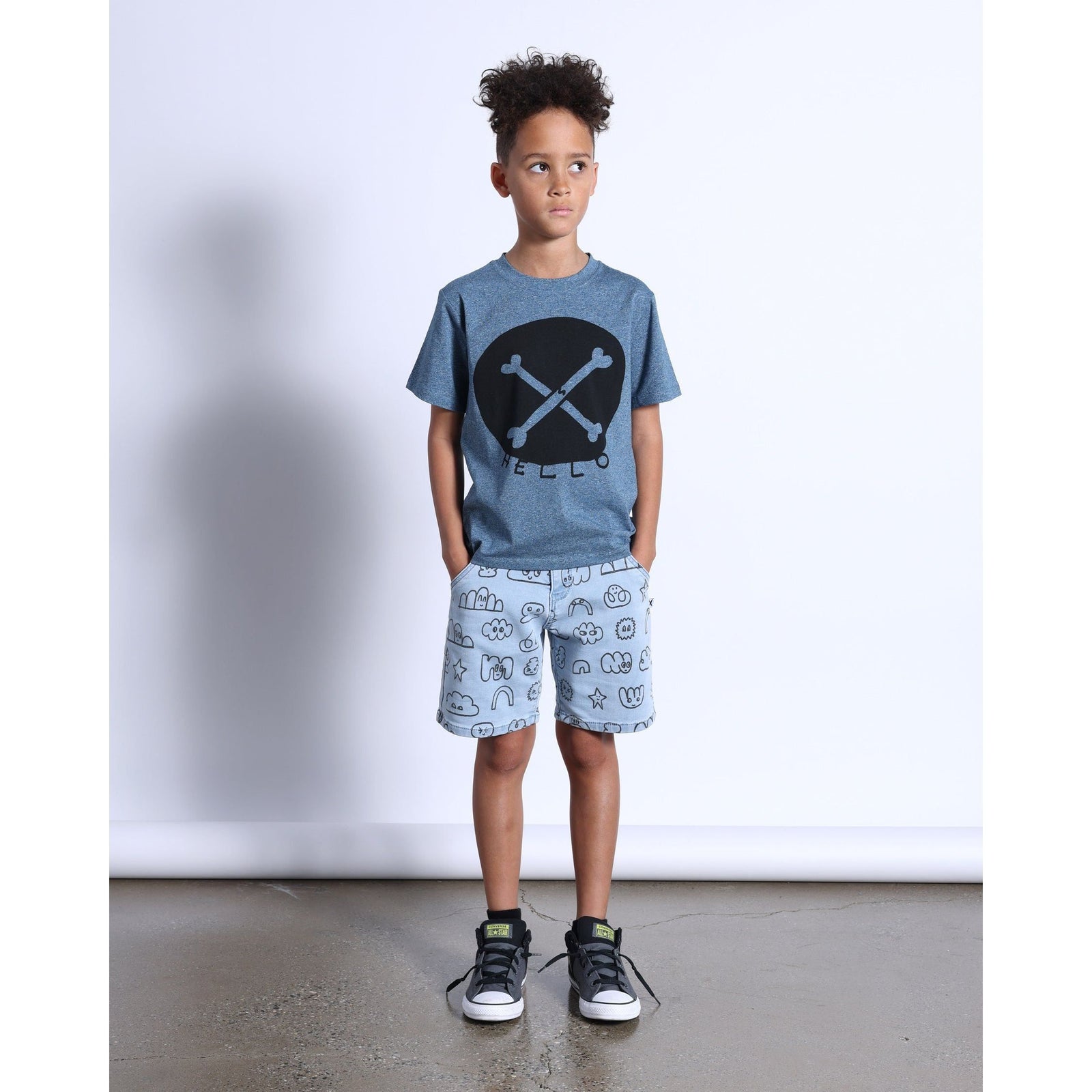 Cross Bones Tee- Midnight Marle