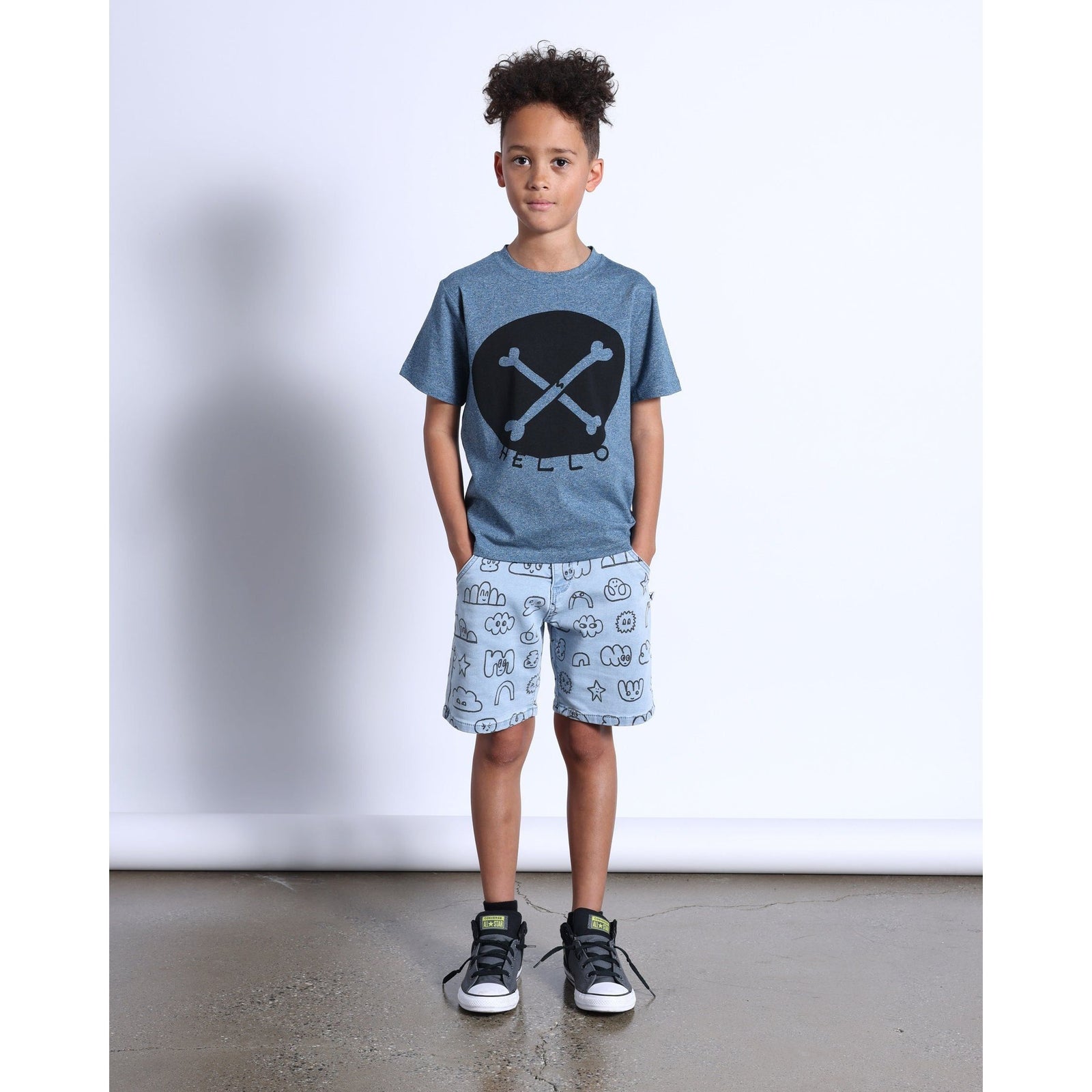 Cross Bones Tee- Midnight Marle