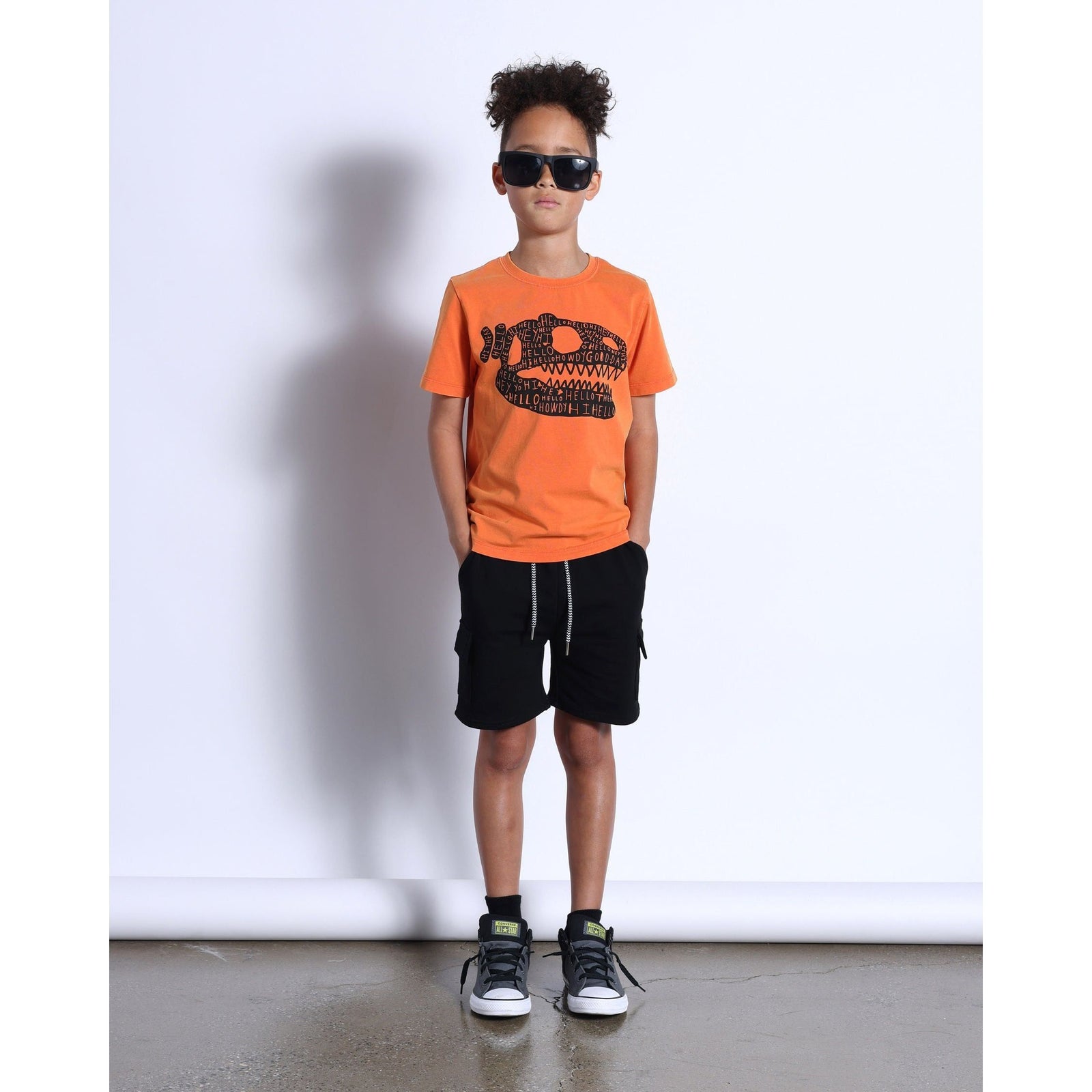 Dino Bone Tee- Orange Wash
