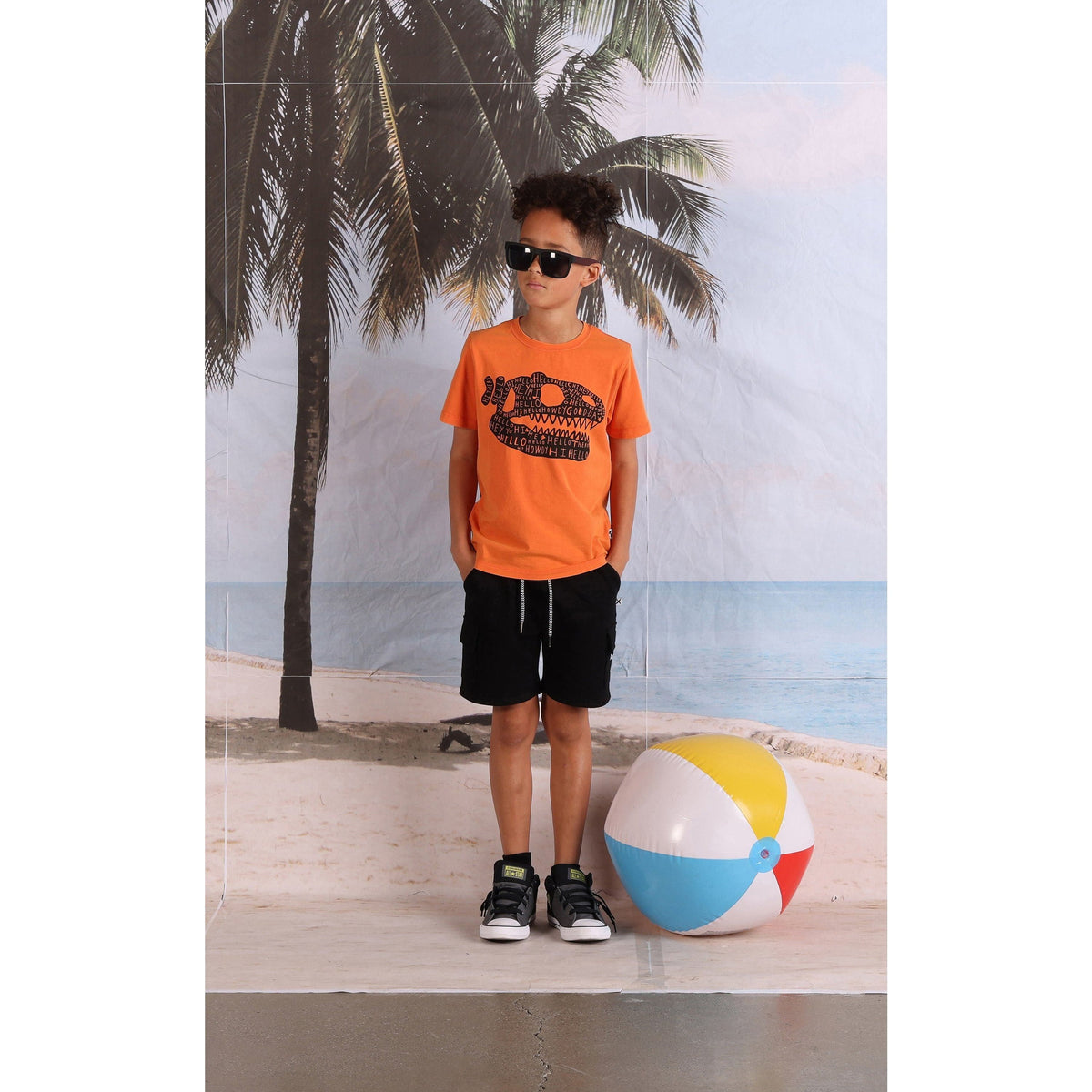 Dino Bone Tee- Orange Wash