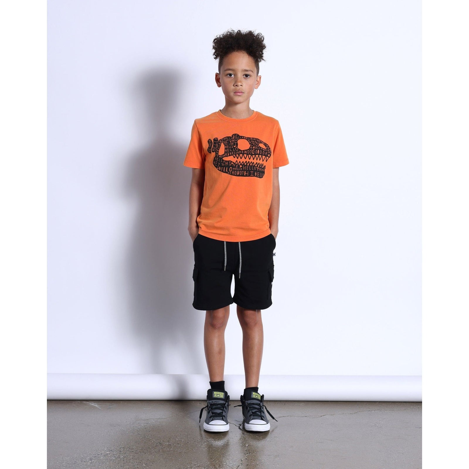 Dino Bone Tee- Orange Wash