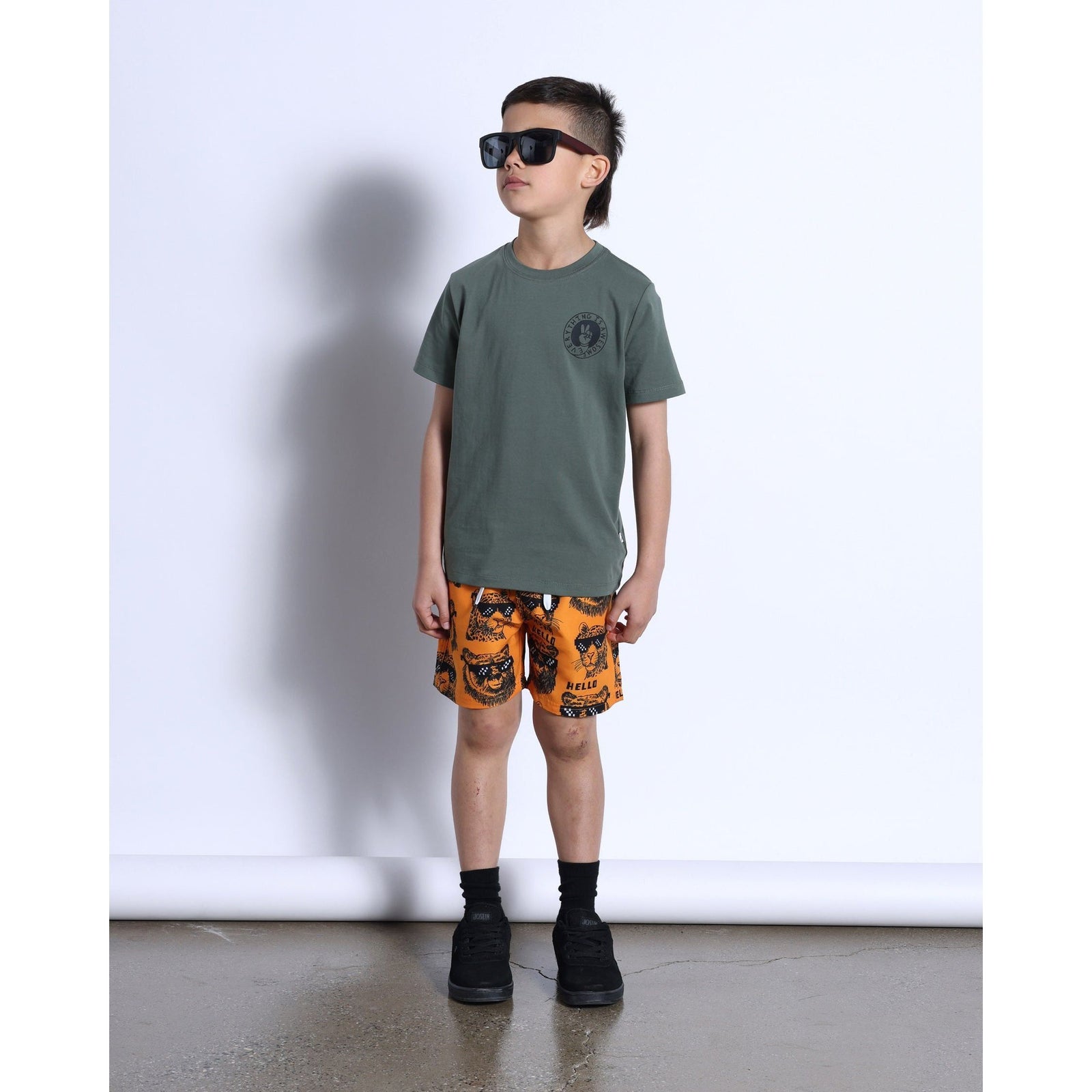 Pixelled Animals Boardies- Orange