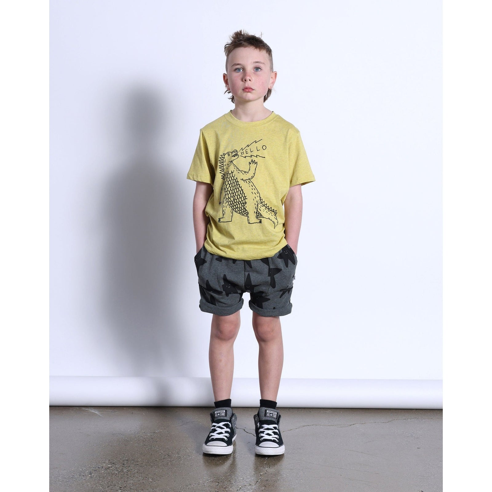 Happy Stars Short- Charcoal Marle