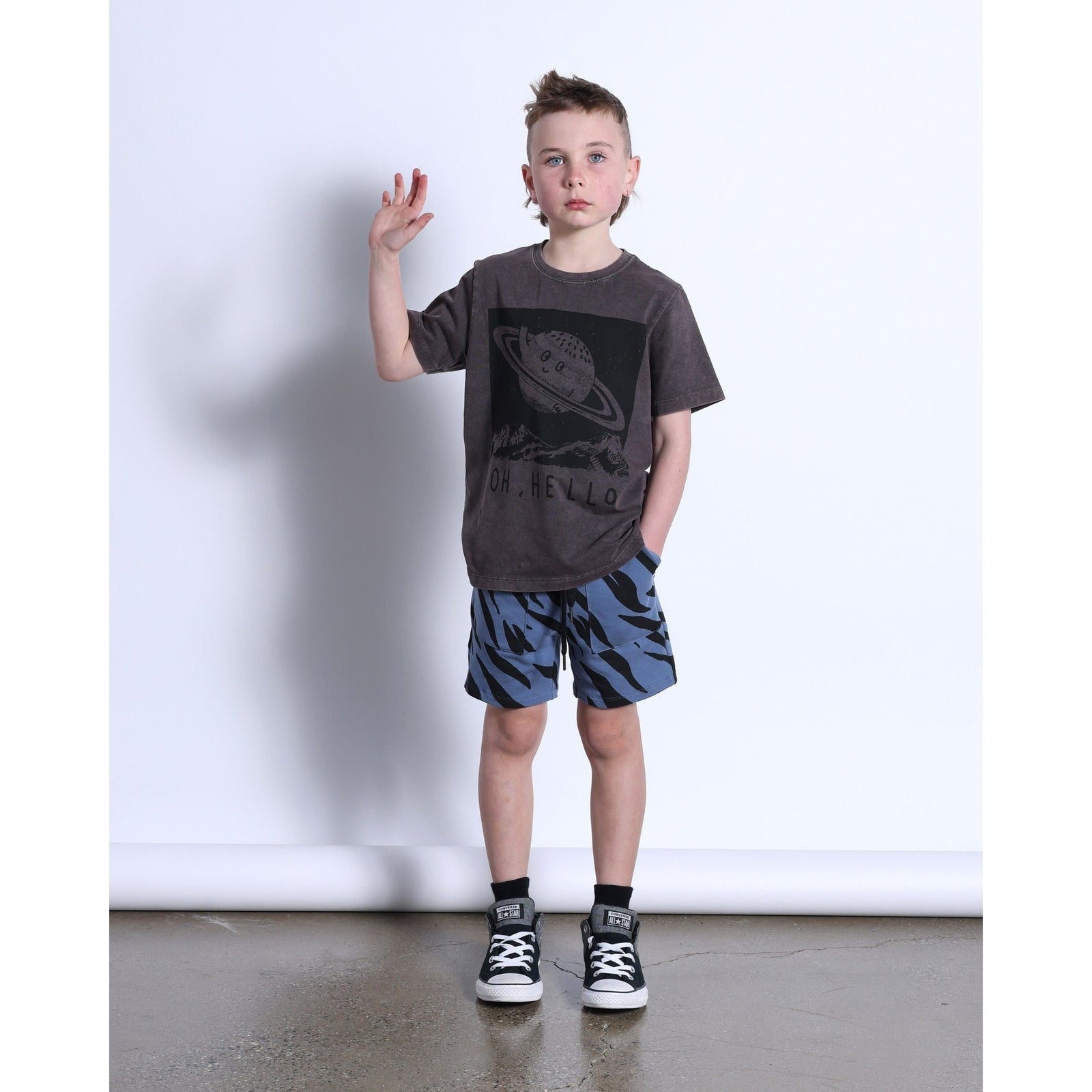 Friendly Saturn Tee- Black Wash