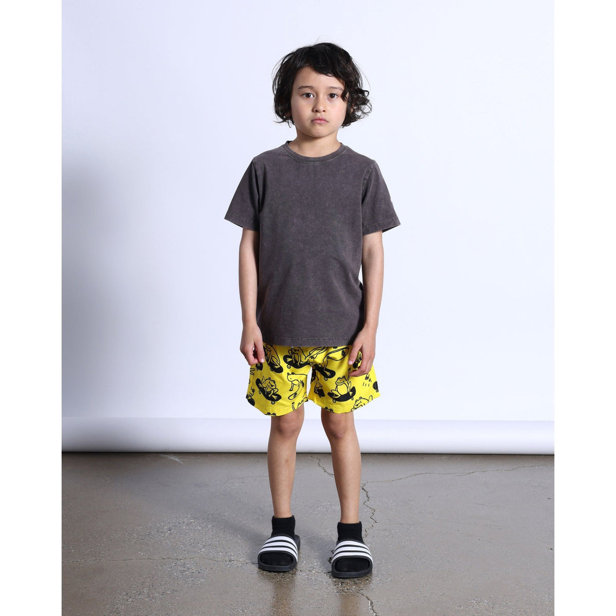 Happy Face Tee- Black Wash