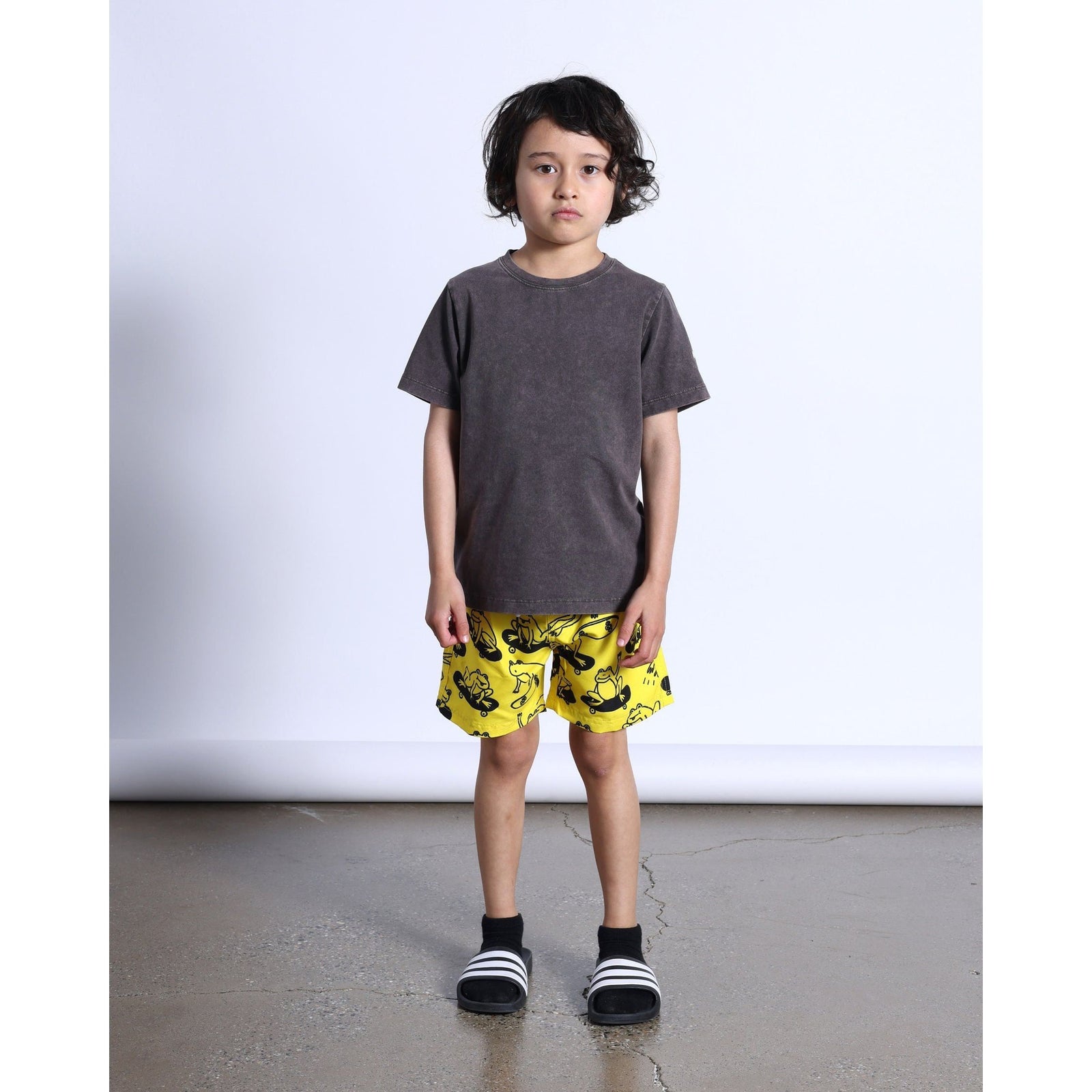 Happy Face Tee- Black Wash