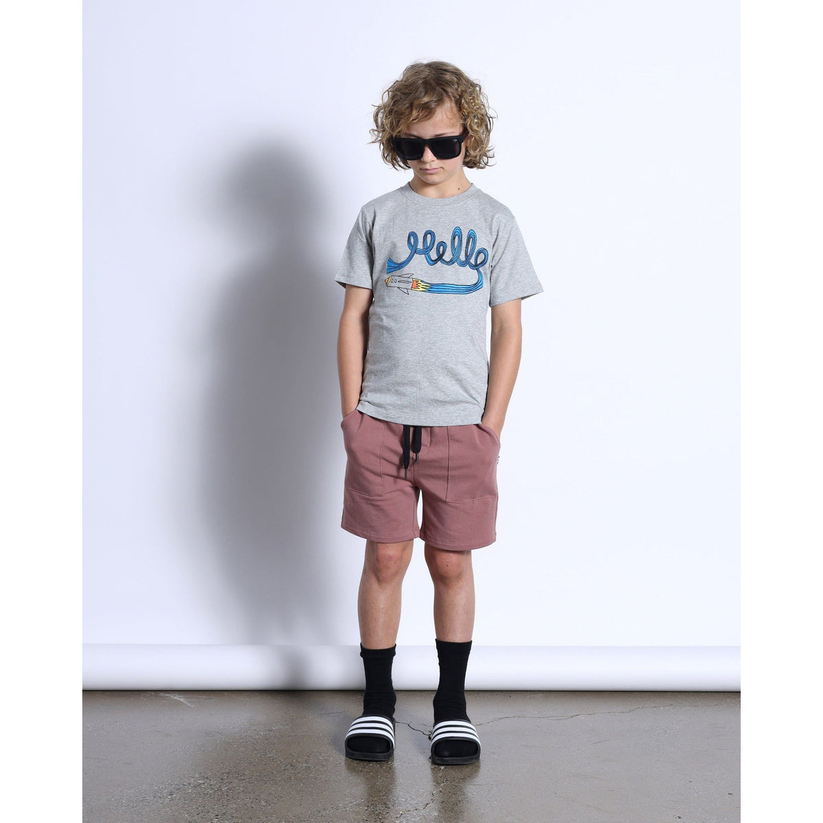 Hello Rocket Tee- Grey Marle