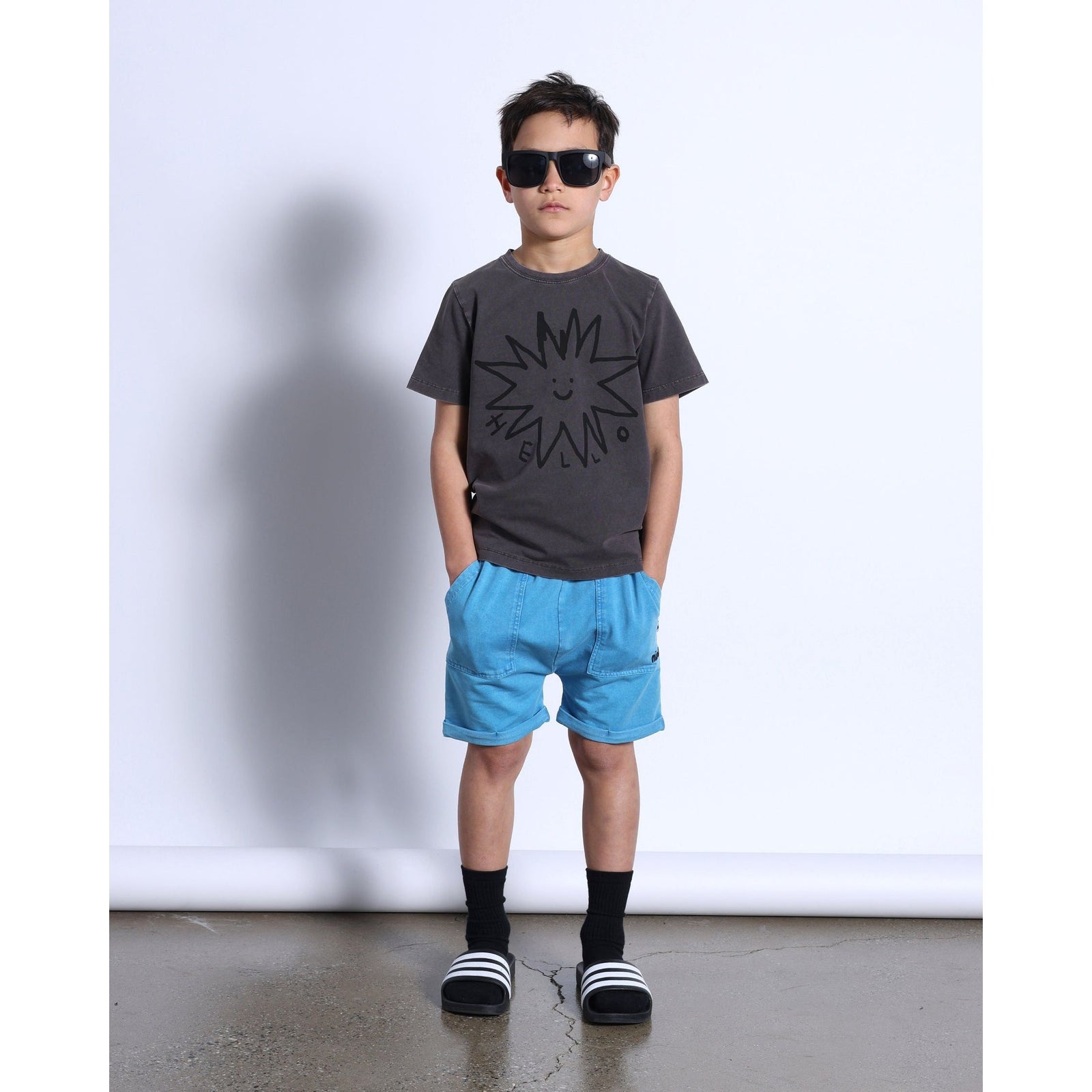 Hello Star Tee- Black Wash