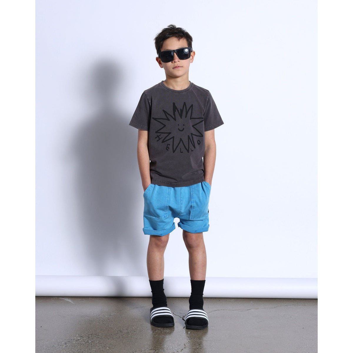 Hello Star Tee- Black Wash