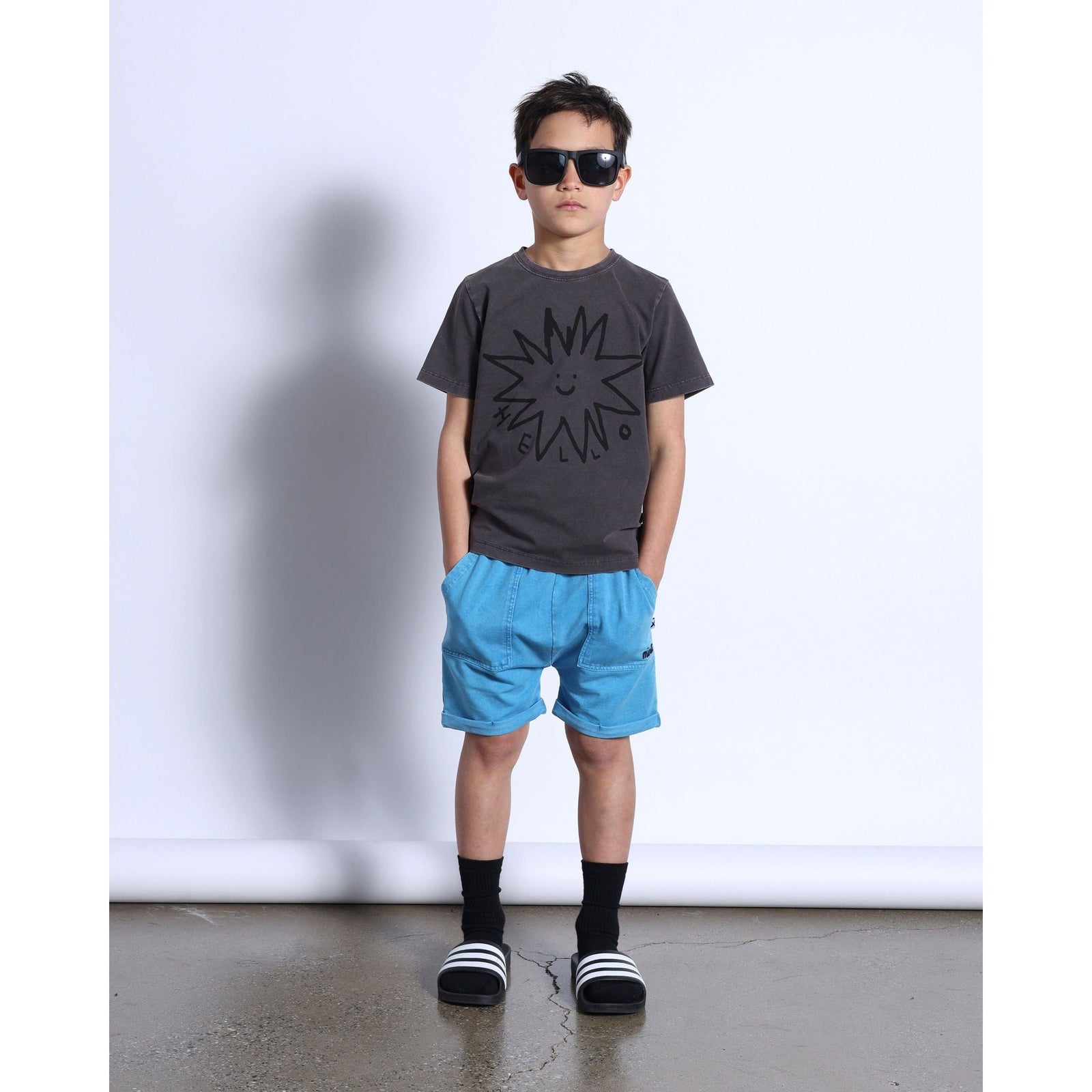 Hello Star Tee- Black Wash