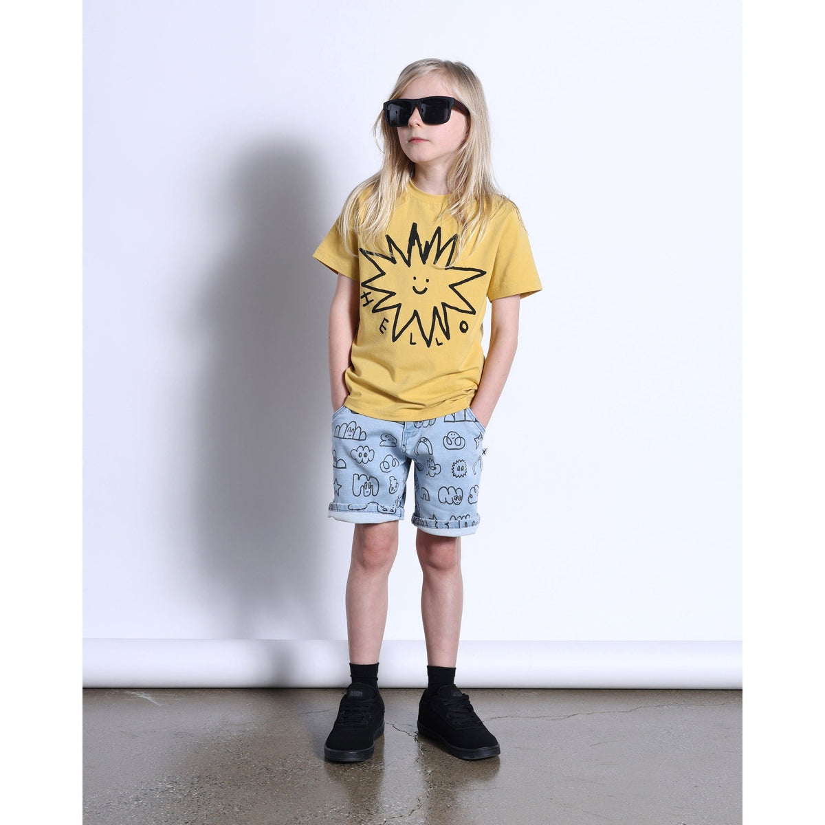 Hello Star Tee- Dull Yellow