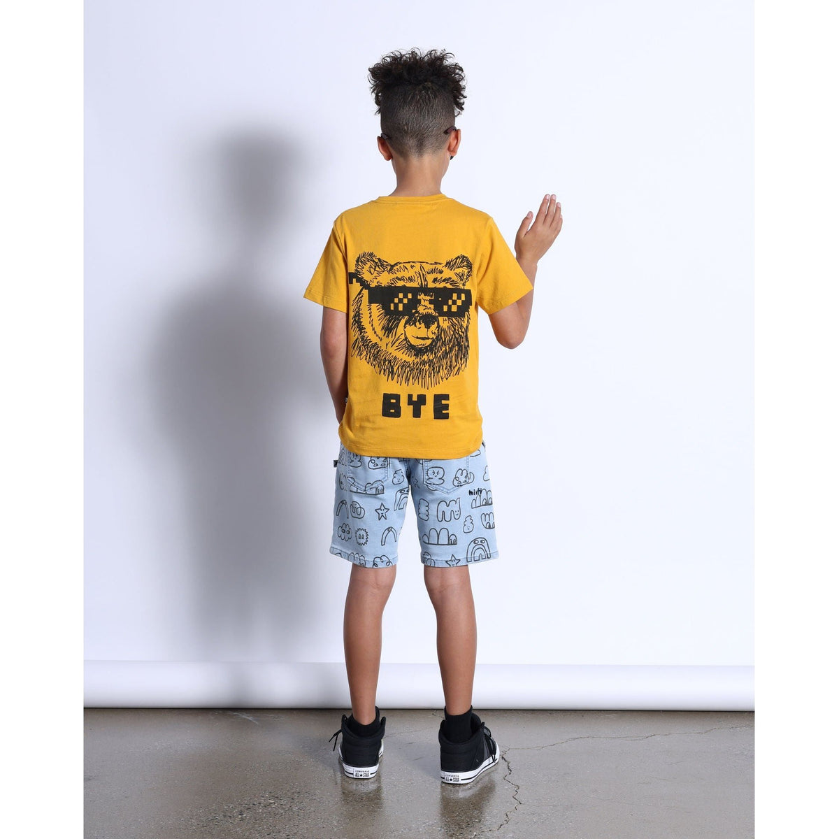 Hello Leopard Bye Bear Tee- Mustard