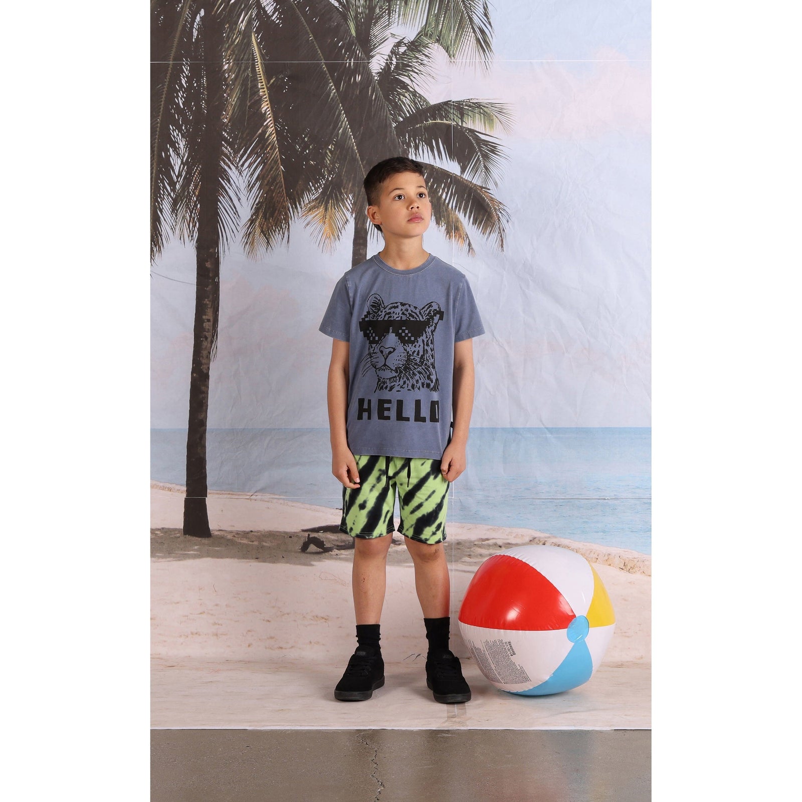 Hello Leopard Bye Bear Tee- Midnight Wash