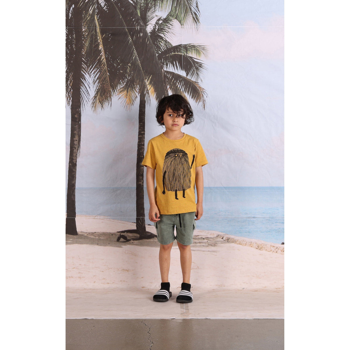 Hairy Monster Tee- Mustard Marle