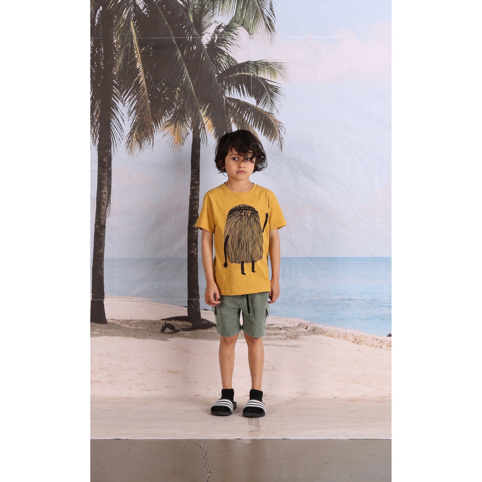 Hairy Monster Tee- Mustard Marle