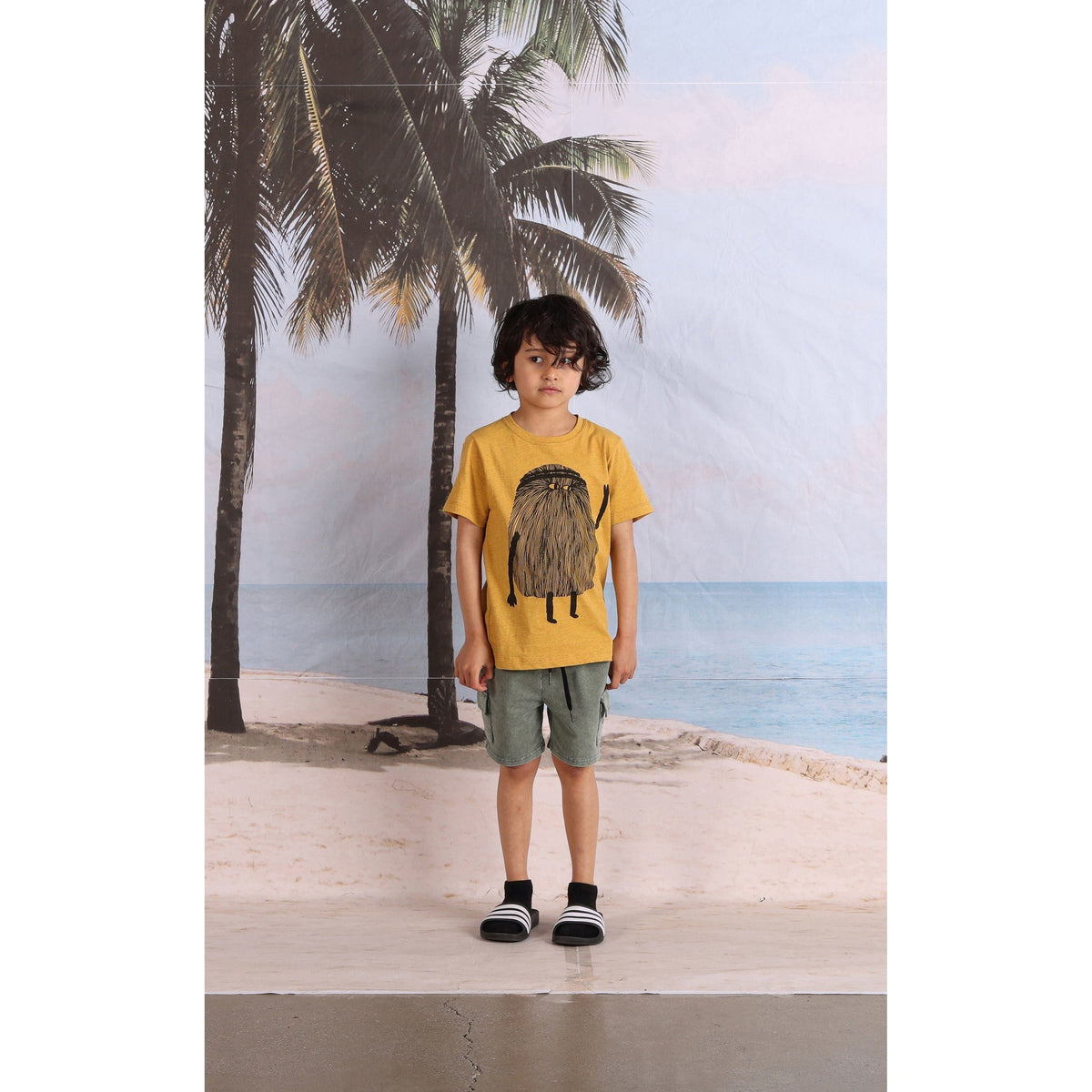 Hairy Monster Tee- Mustard Marle