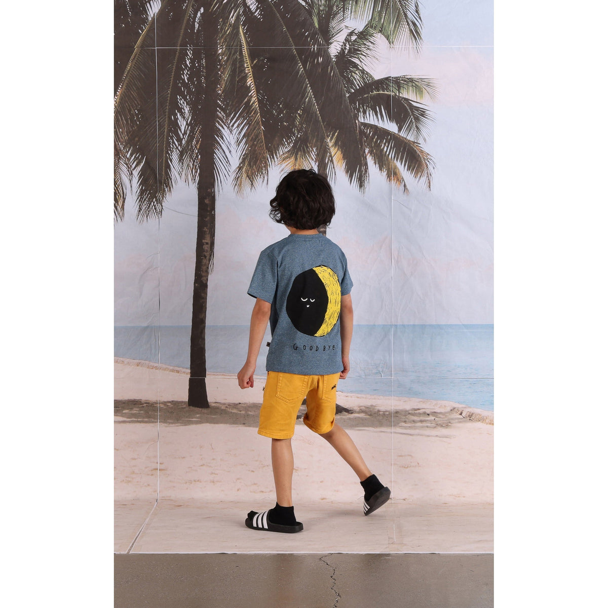 Hello Sun Goodbye Moon Tee- Midnight Marle
