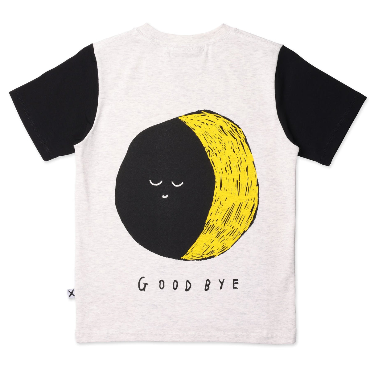 Hello Sun Goodbye Moon Tee- White Marle/Black
