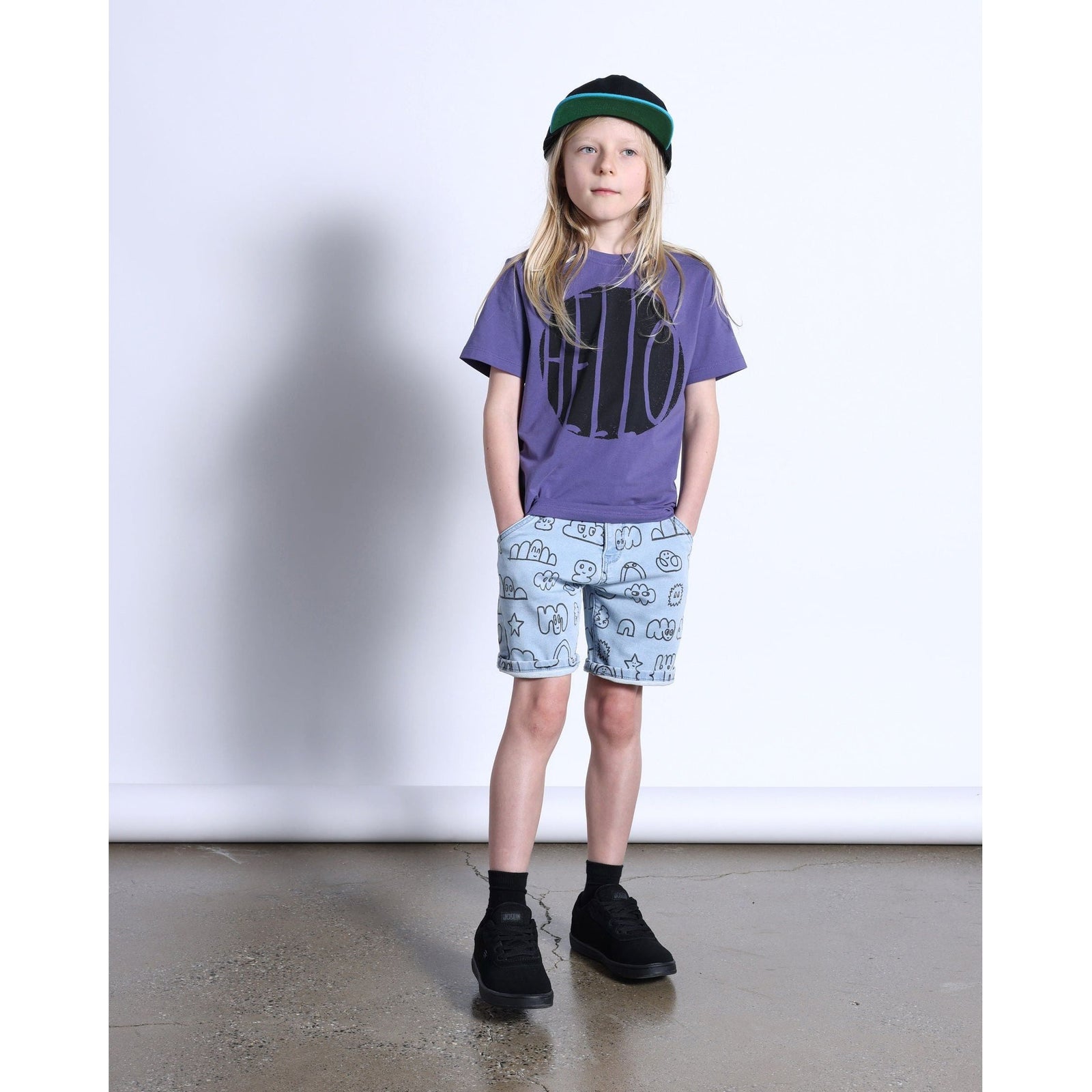 Hello Stamp Tee- Purple