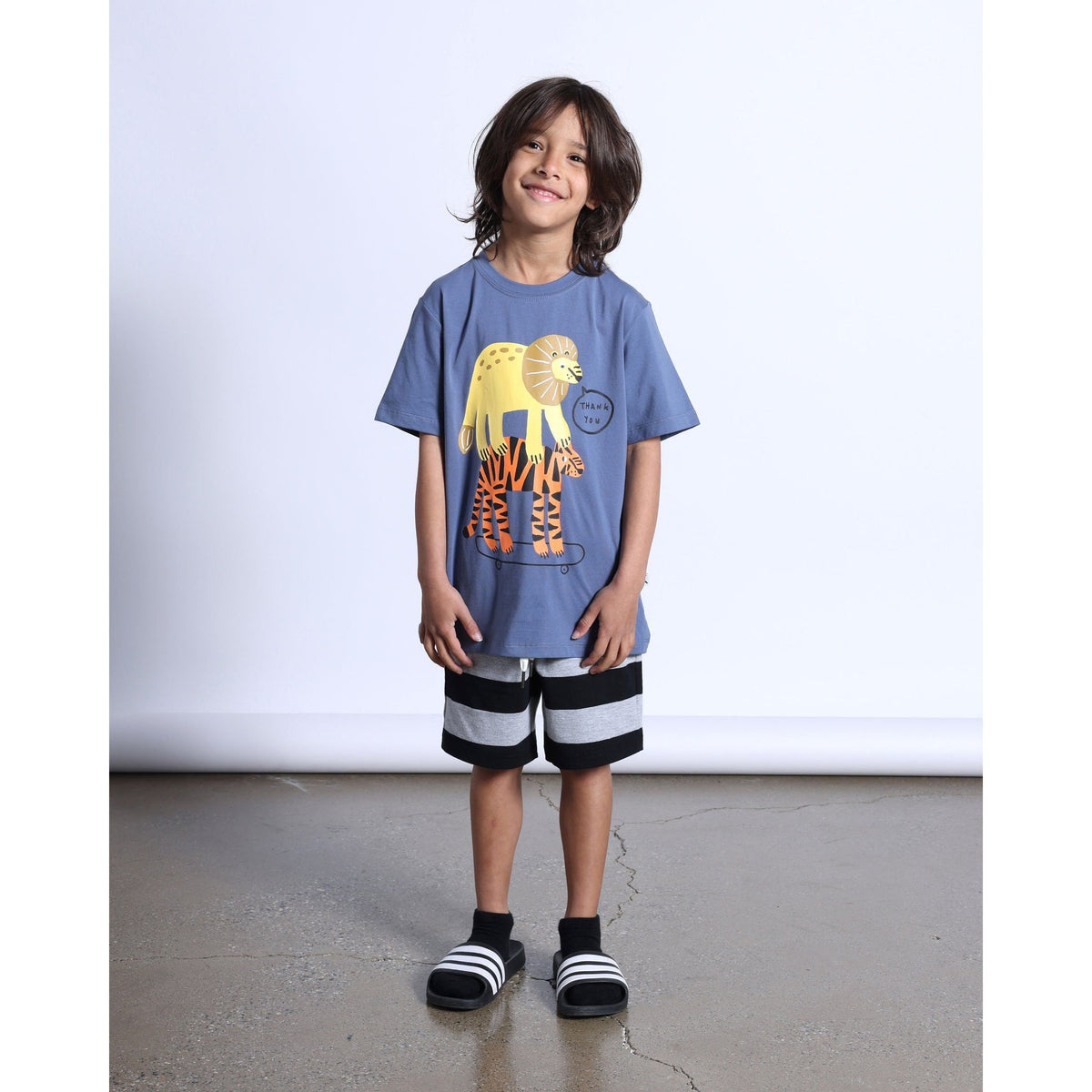 Duo Short- Black/Grey Marle Stripe