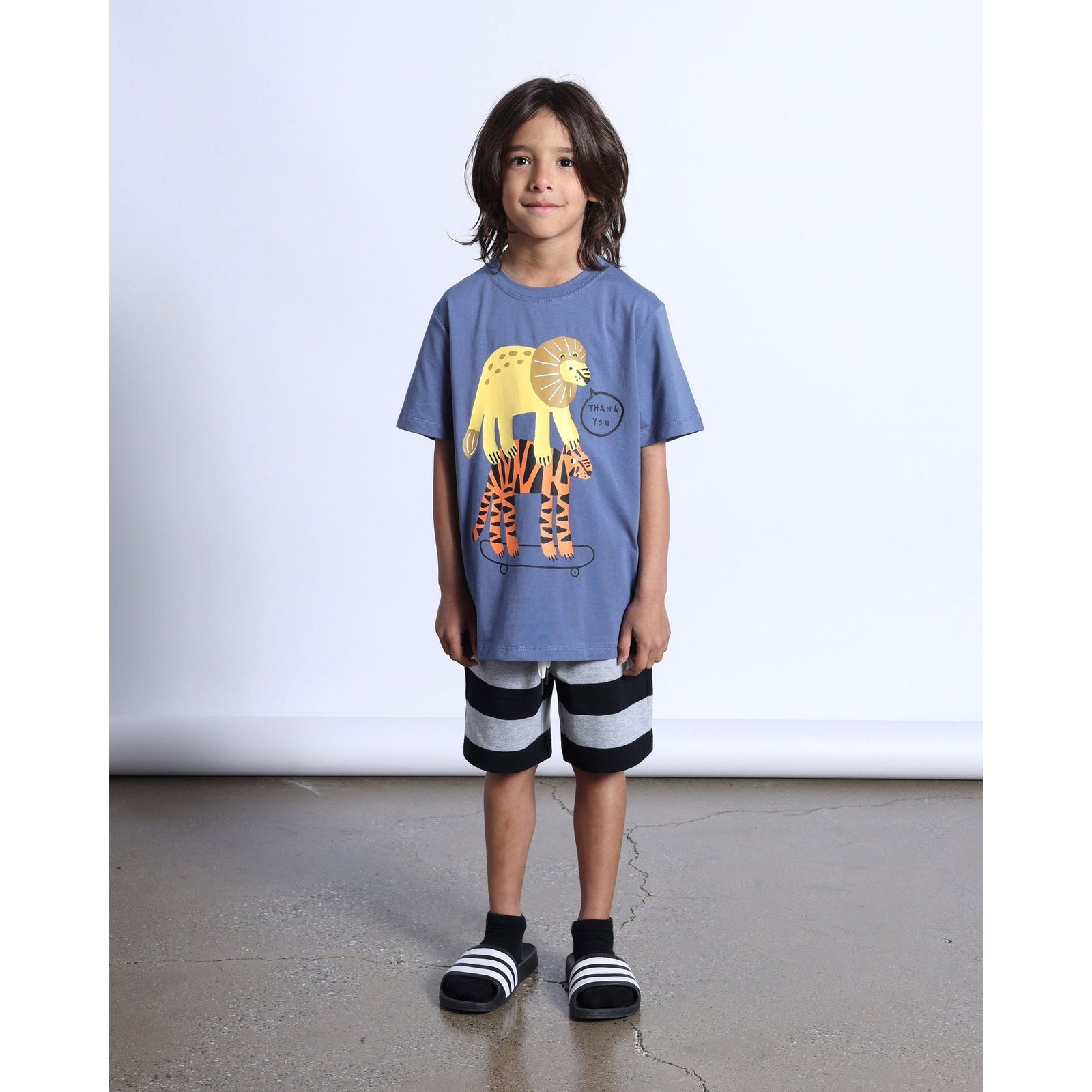 Duo Short- Black/Grey Marle Stripe