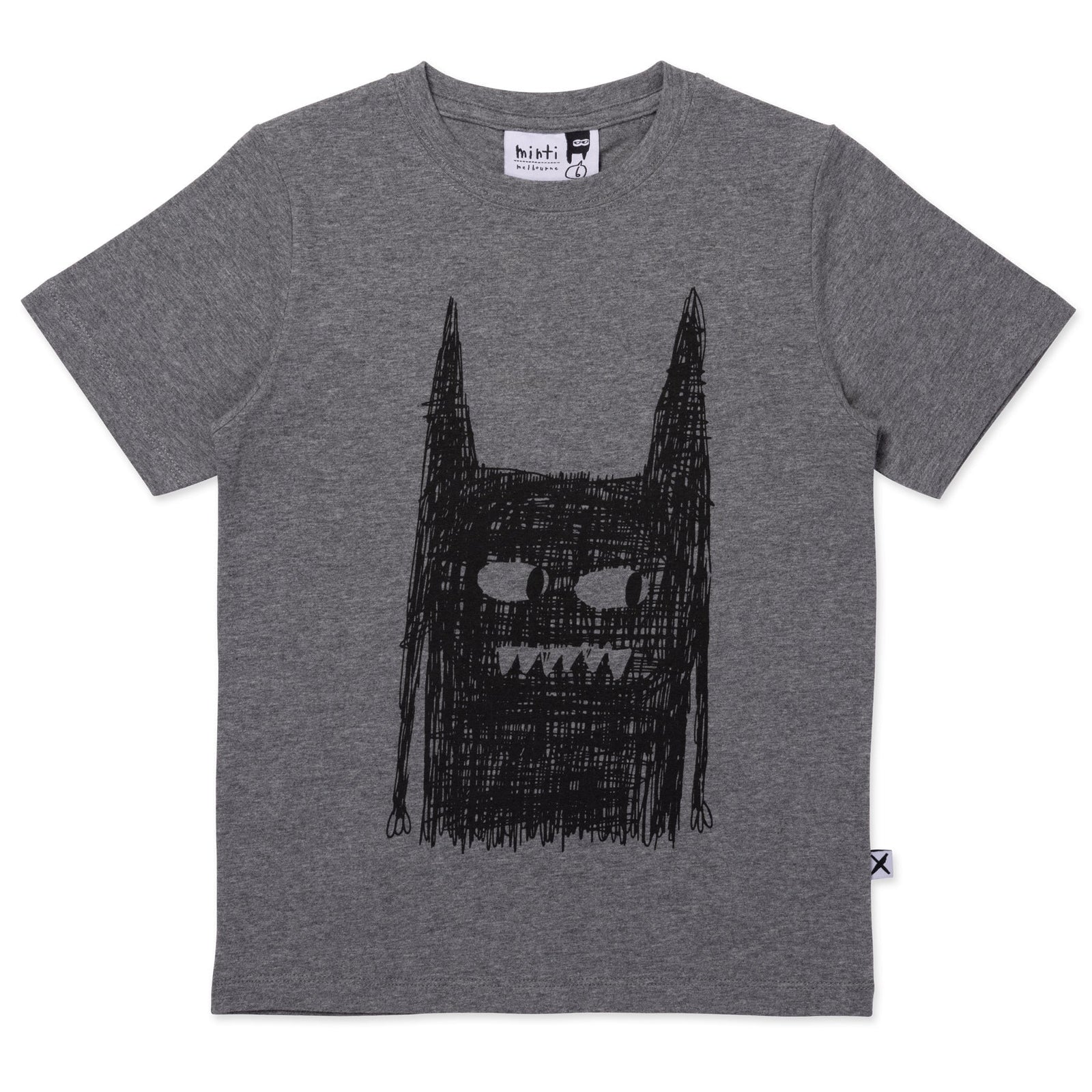 Scribble Monster Tee- Charcoal Marle