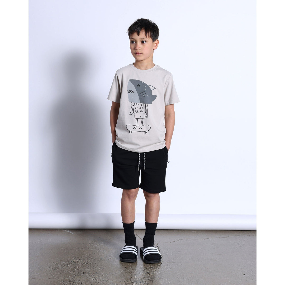 Shark Mask Tee- Chalk