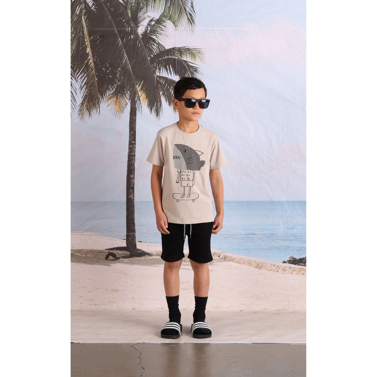 Shark Mask Tee- Chalk