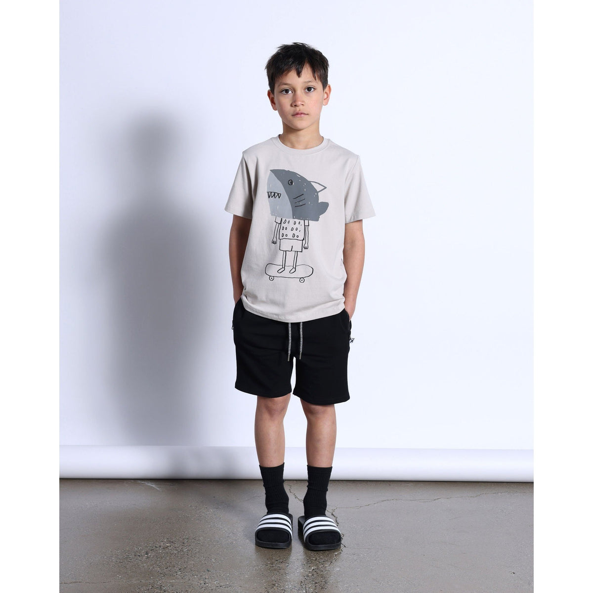 Shark Mask Tee- Chalk