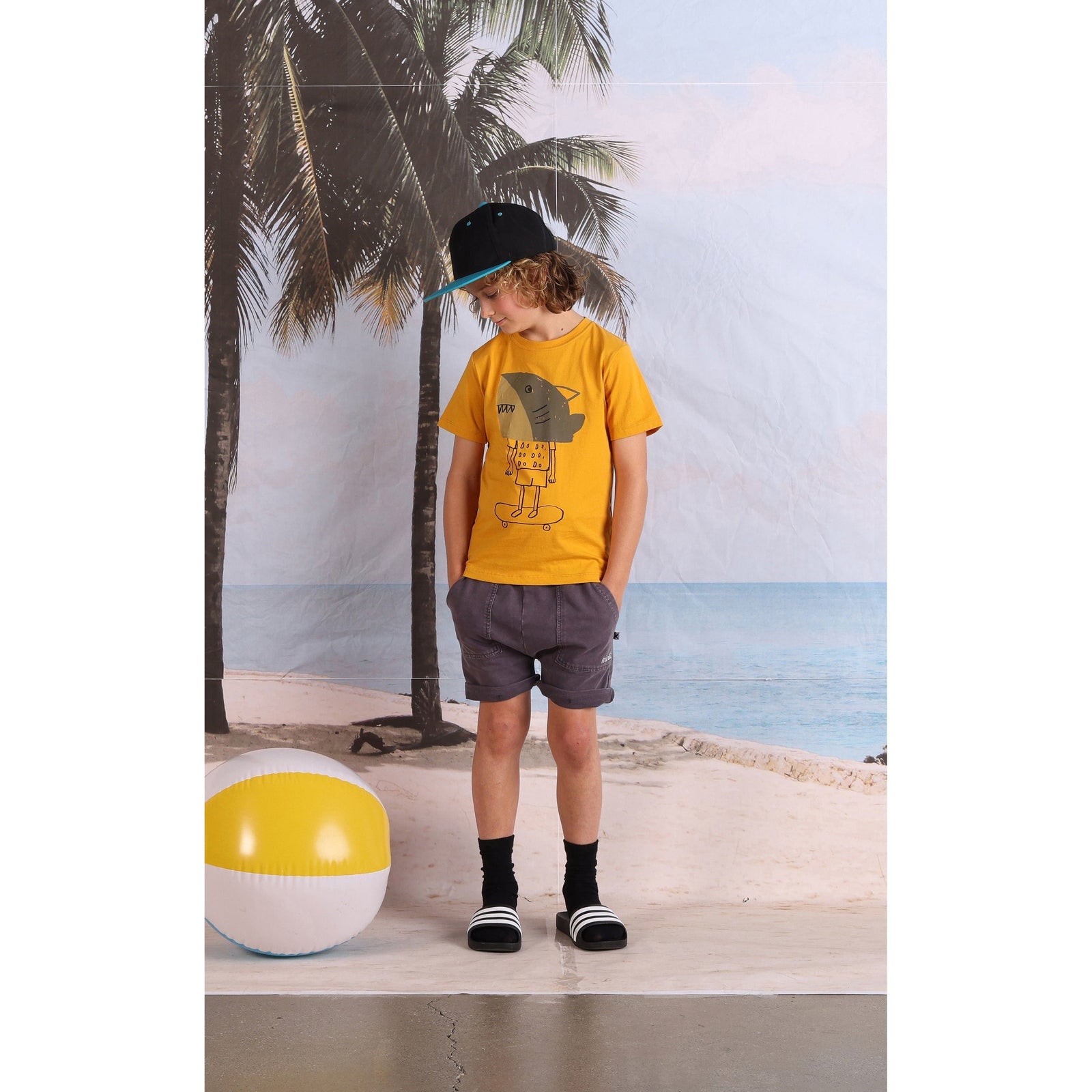 Shark Mask Tee- Mustard